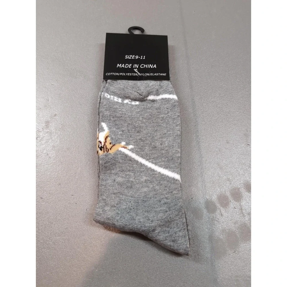 Monique's Sweet Dreams Rio & Pepe Boxer Dog Socks Grey Crew Size 9-11 Novelty